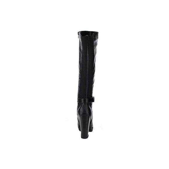 BAMBOO GABY-09 Women's Faux Leather Buckle Strap Chunky Heel Knee High Boots - Picture 3 of 9